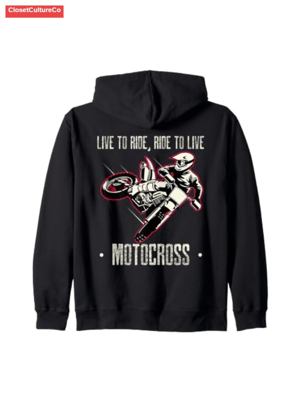 Vintage Motocross Zip Hoodie Dirt Bike Racing Biker Rider Classic Fit